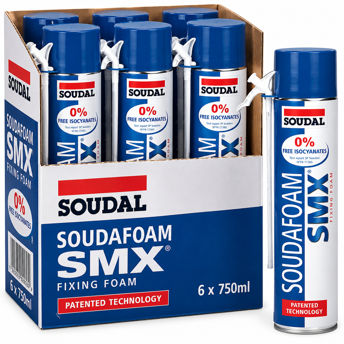 Soudal Soudafoam SMX Fixing Foam 750ml – Box of 6 (Past Date)
