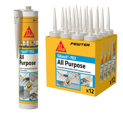 Sika Sikasil 702 Neutral Cure 300ml Silicone - Box of 12 (PEWTER) Exp Nov 25
