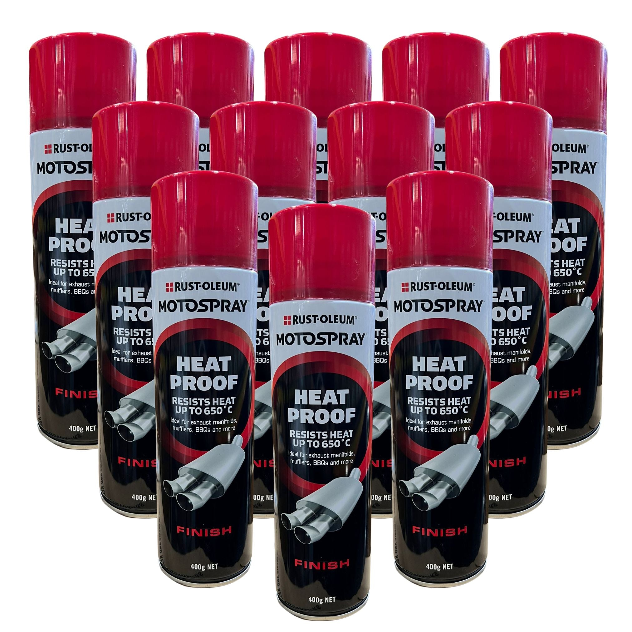 RustOleum Motospray Heat Proof Spray Paint Matt Red (12 Cans) South East Clearance Centre