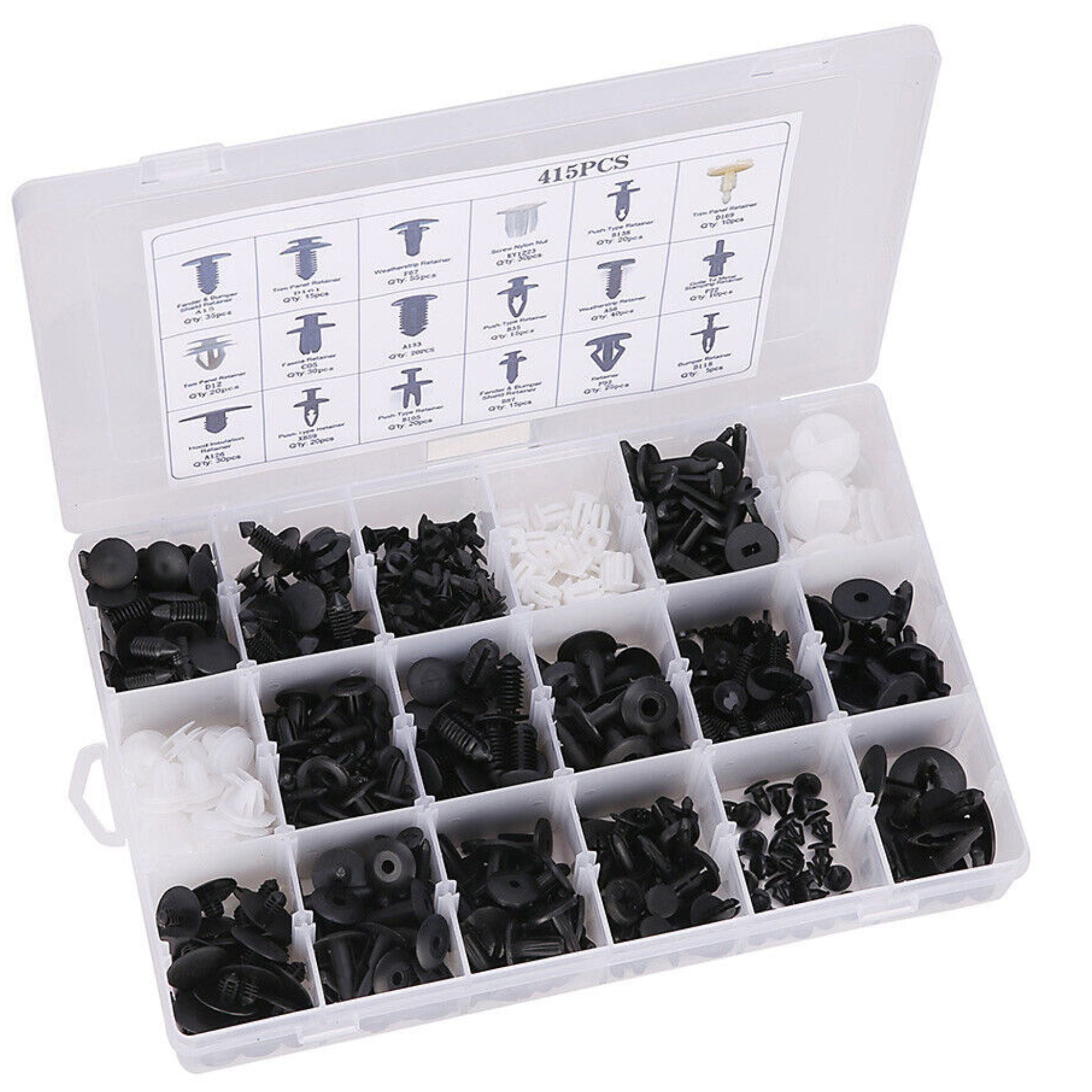415 Piece Auto Car Trim Plastic Clips Bumper Rivets Screws Panel Push Fastener Kit - South East Clearance Centre