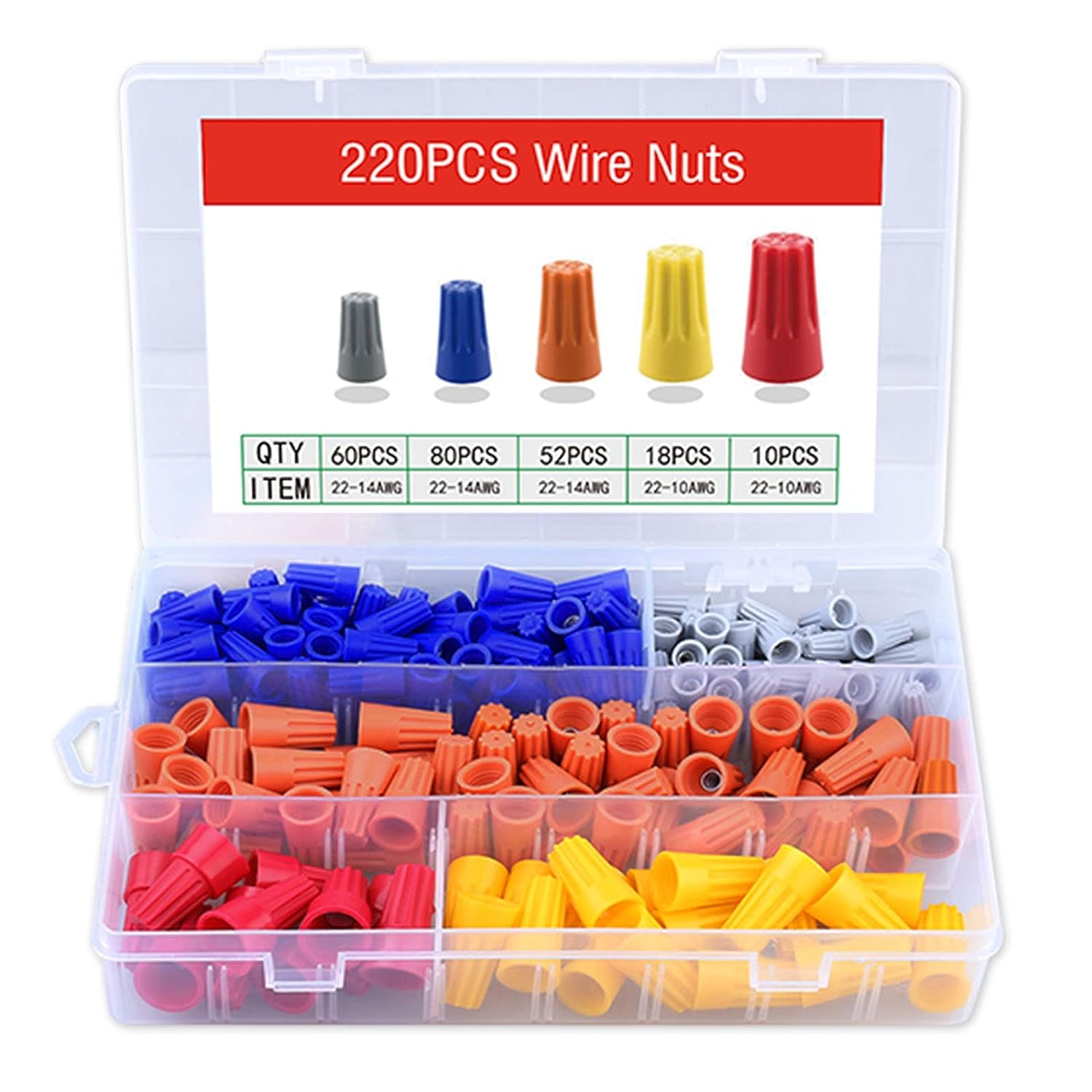 220 Piece Wire Connector Twist Nuts Cap Set Assortment Kit - South East Clearance Centre