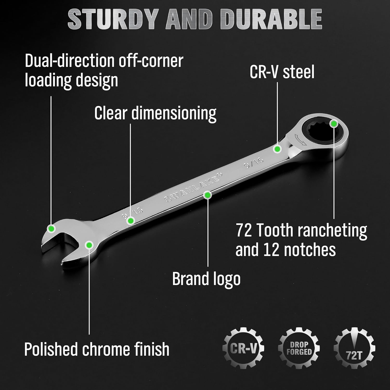 11 Piece Imperial Combination Ratchet Wrench Set - South East Clearance Centre
