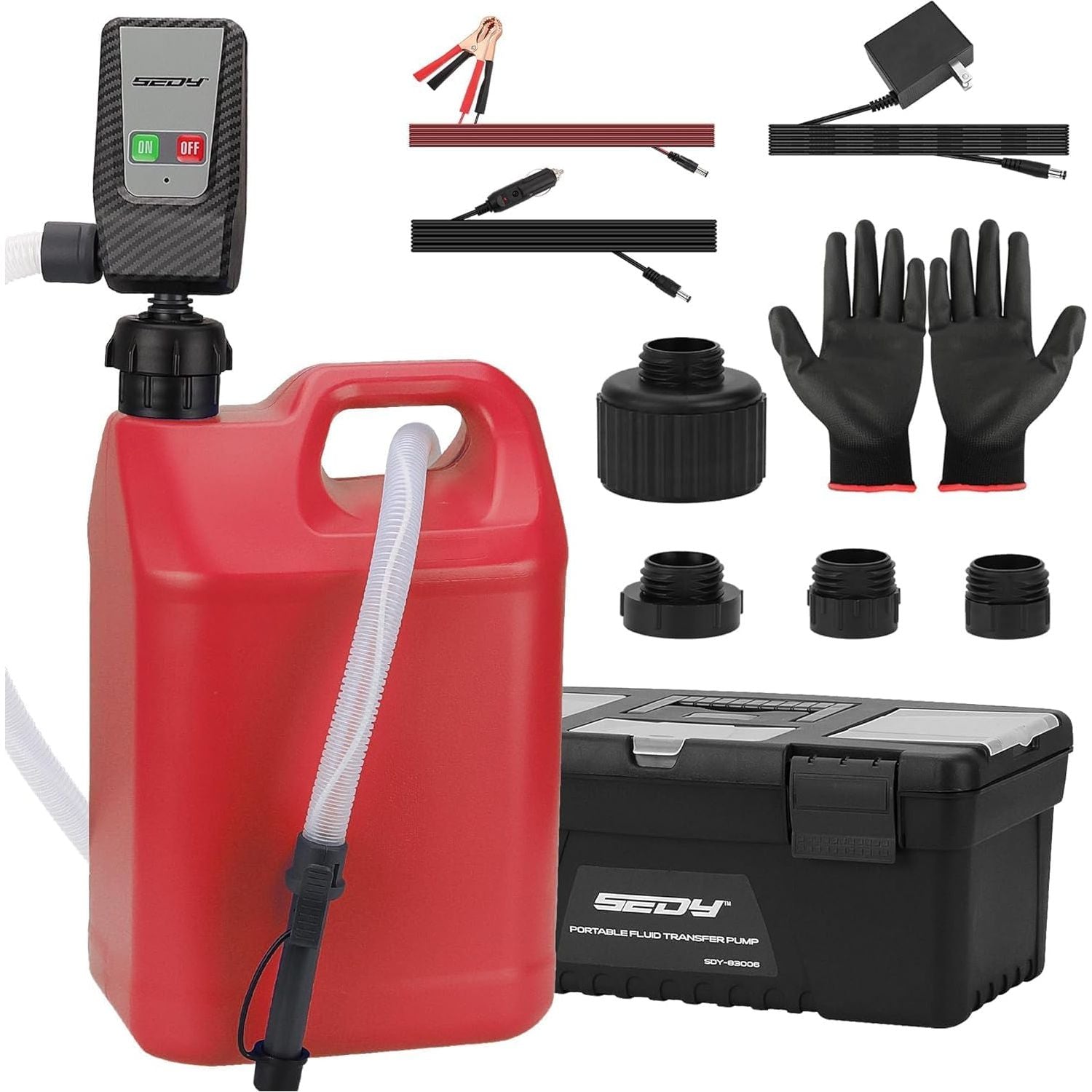 Fuel Transfer Pump Battery Powered - Auto-Stop Sensor, 51“ Hose Transfer Pump with Tank Adapters Portable Liquid Pump for Gasoline Diesel Water Gas Cans - South East Clearance Centre