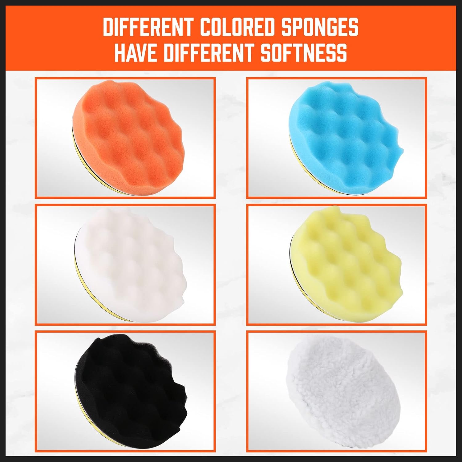11 Piece 5" Buffing & Polishing Pad Kit – Foam Polishing Pads, Wool Buffing Bonnets, Hook & Loop Backing Pads & M14 Drill Adaptors