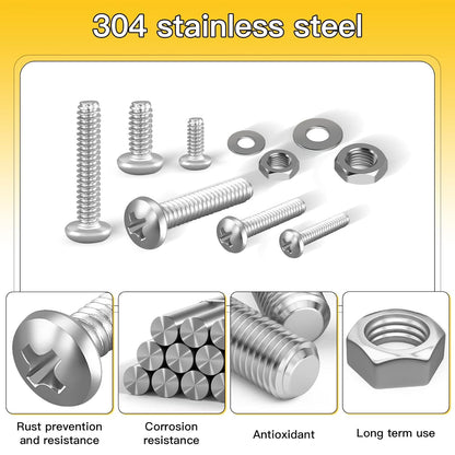710Pcs Nuts and Bolts Assortment Kit, 4-40#6-32#8-32#10-24 Phillips Pan Head Assortment Stainless Steel Bolts Nuts Flat Washers Nuts Bolts Assortment Kit - South East Clearance Centre