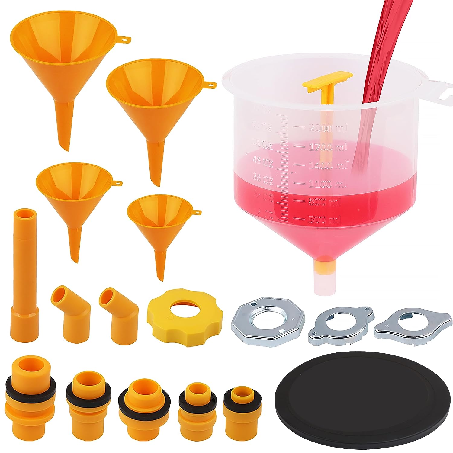 19-Pieces No Spill Coolant Filling Funnel Kit, Spill Proof Radiator Funnel Bleeder with Adapters.General-Purpose - South East Clearance Centre