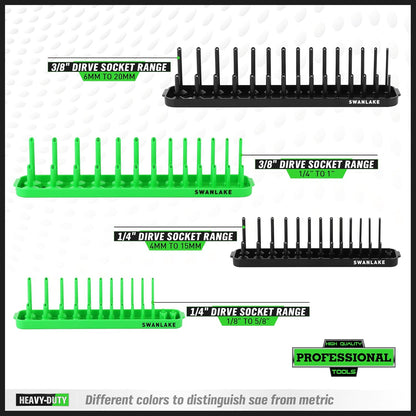 Socket Organizer Tray, 4-Piece Socket Holder Tray. SAE and Metric, 1/4", 3/8"(4PCS Socket Organizer Tray) - South East Clearance Centre