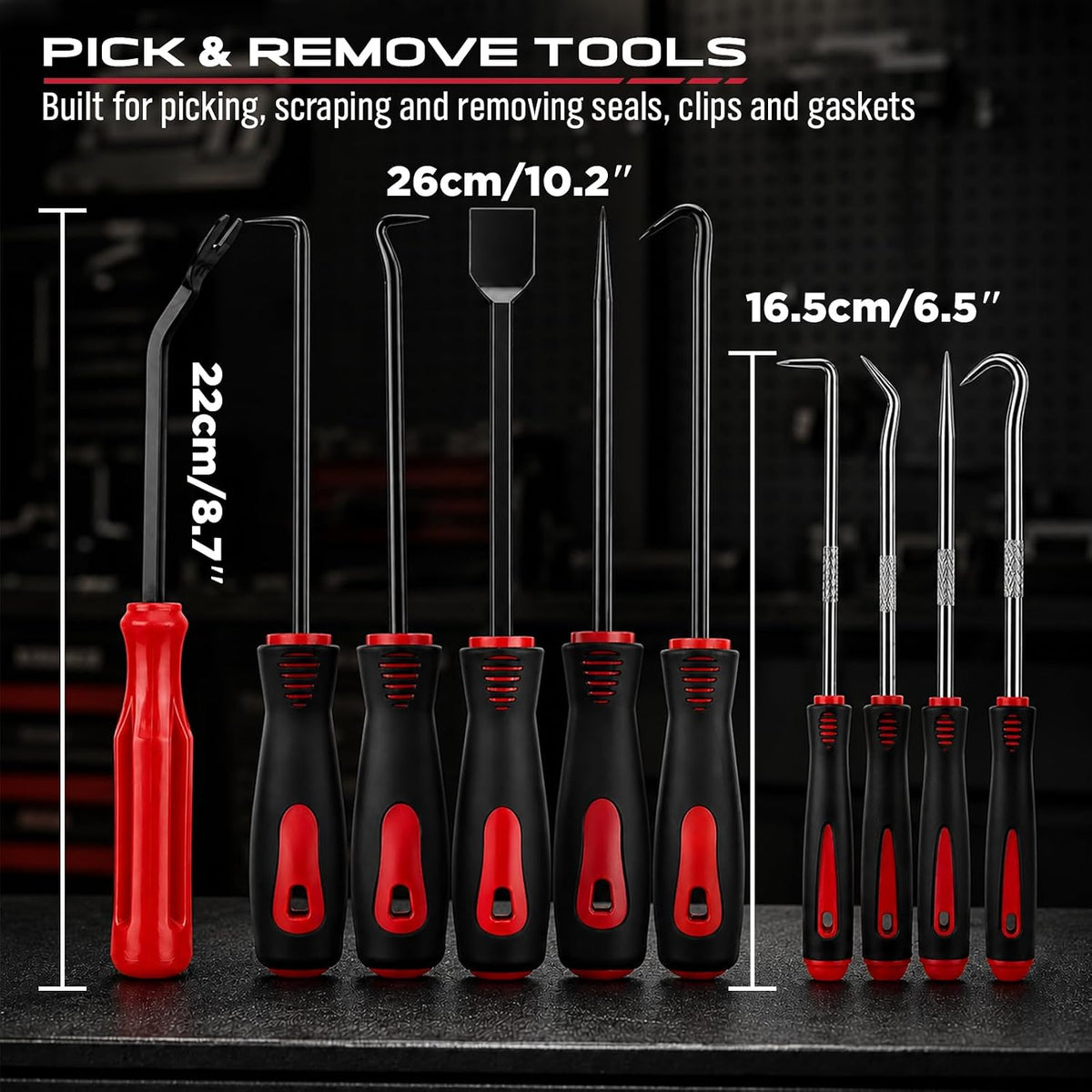 15-Piece Automotive Pick & Hook Tool Set with Magnetic Pickup, Trim & Fastener Removers and Storage Bag