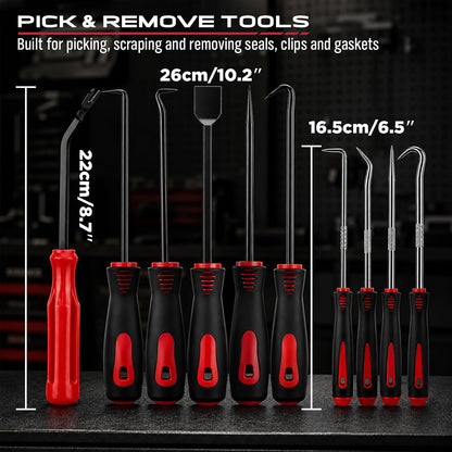 15-Piece Automotive Pick & Hook Tool Set with Magnetic Pickup, Trim & Fastener Removers and Storage Bag