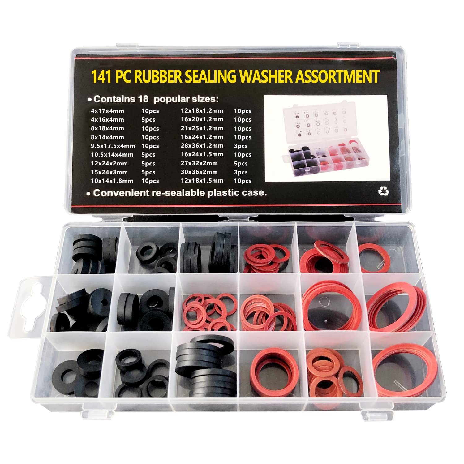 141 Rubber & Fibre Sealing Washer Assortment Kit - South East Clearance Centre