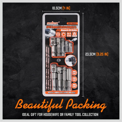 9-Piece Power Drill Socket Adapter Extension Set, 1/4" 3/8" and 1/2" Impact Driver Hex Shank, CrV Steel Drill Bit Extension Set with Magnetic Bit Holder - South East Clearance Centre