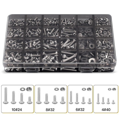 710Pcs Nuts and Bolts Assortment Kit, 4-40#6-32#8-32#10-24 Phillips Pan Head Assortment Stainless Steel Bolts Nuts Flat Washers Nuts Bolts Assortment Kit - South East Clearance Centre