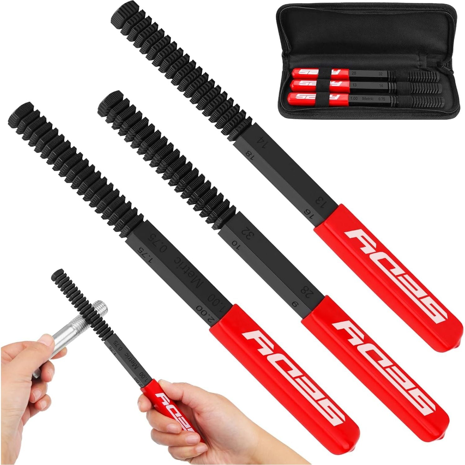 Thread Restorer File Chaser Set: 3-Piece Thread Restoring Chaser Files ...