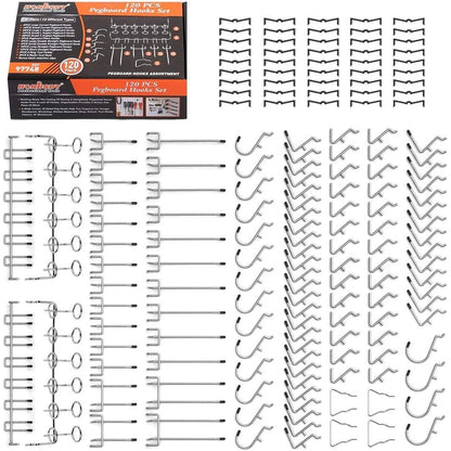 120 Piece Pegboard Hook Set, 12 different types of hooks - South East Clearance Centre
