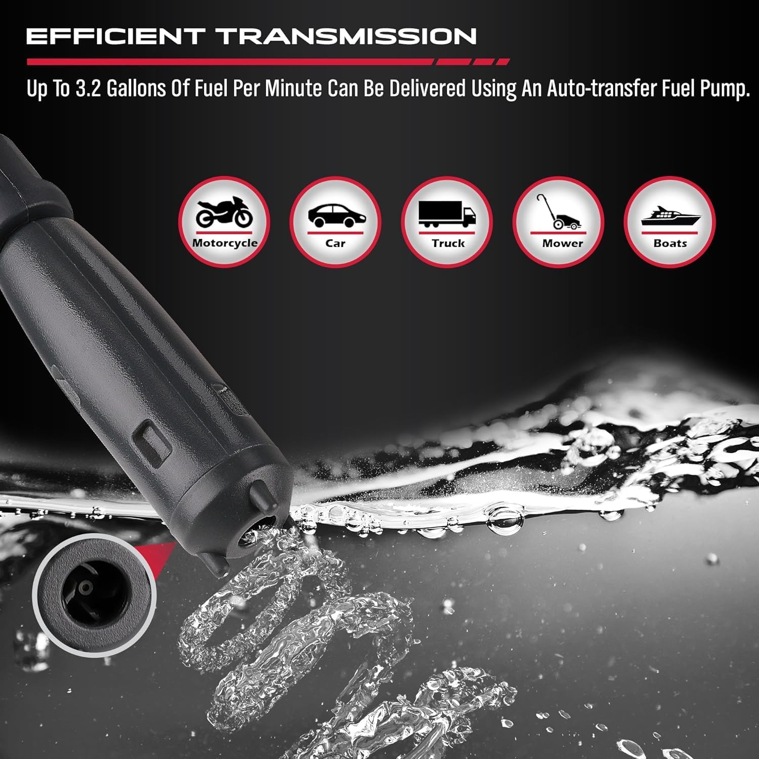 Fuel Transfer Pump Battery Powered - Auto-Stop Sensor, 51“ Hose Transfer Pump with Tank Adapters Portable Liquid Pump for Gasoline Diesel Water Gas Cans - South East Clearance Centre