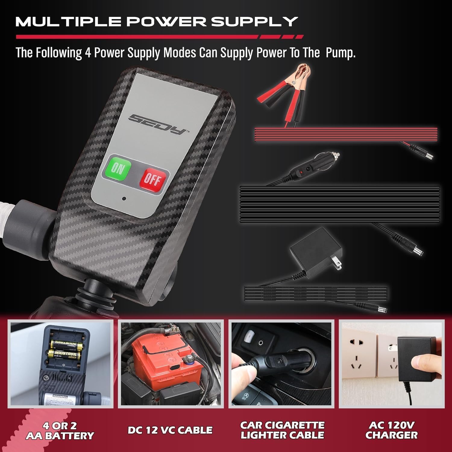 Fuel Transfer Pump Battery Powered - Auto-Stop Sensor, 51“ Hose Transfer Pump with Tank Adapters Portable Liquid Pump for Gasoline Diesel Water Gas Cans - South East Clearance Centre