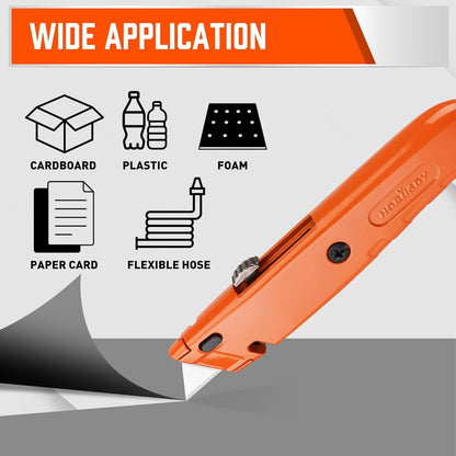 2-Pack Box Cutter Utility Knife, Heavy Duty Aluminum Shell Retractable Box Cutter for Cardboard, Boxes and Cartons, Extra 10 Blades.