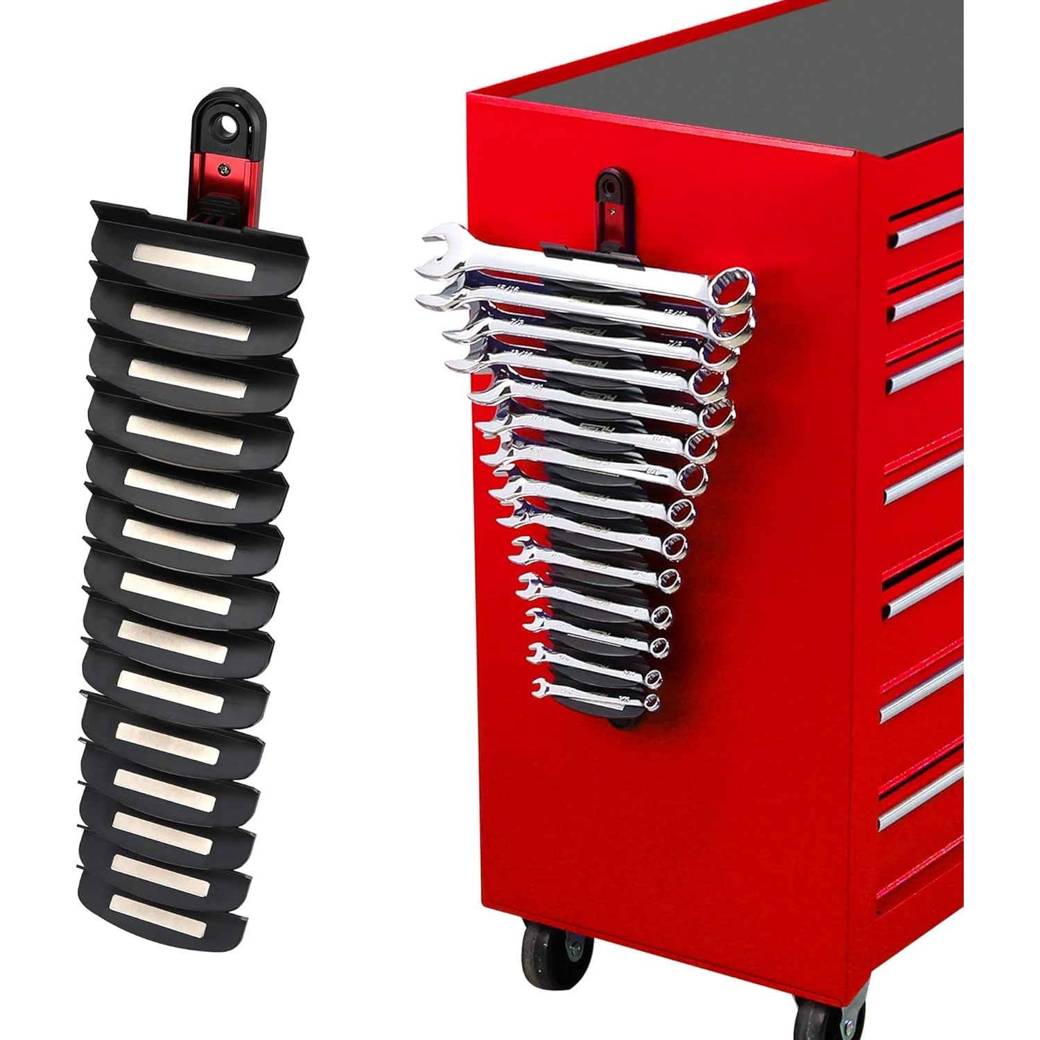 14 Slot Magnetic Wrench Organizer Holder Heavy Duty Wrench Rack Detachable Wrench Storage Wall Mounted Portable Tool Organizer for Toolbox