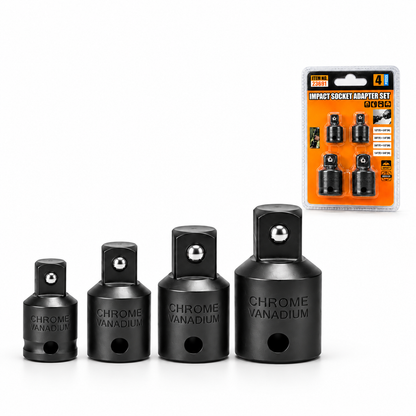 4-Piece Impact Socket Adapter & Reducer Set – 1/4", 3/8" & 1/2" Drive