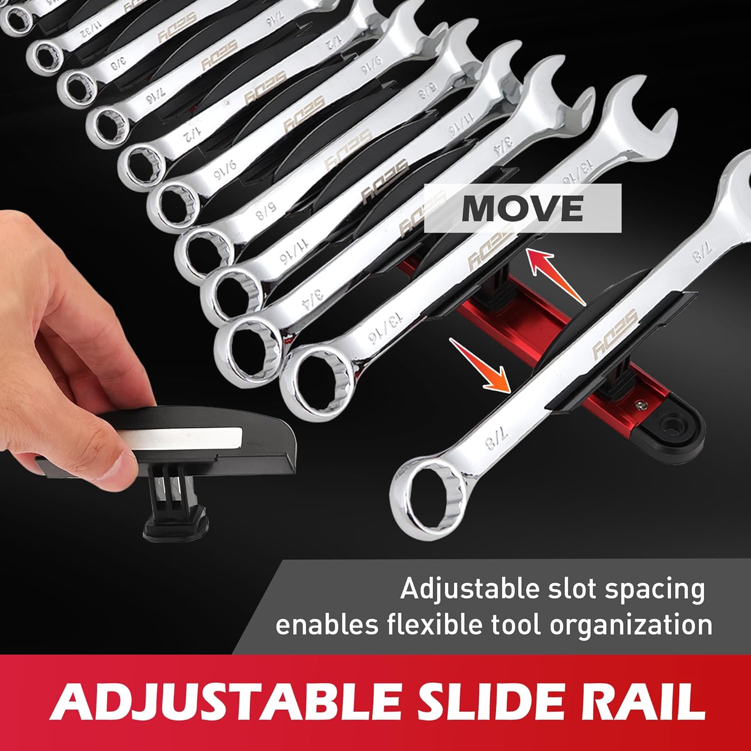 14-Slot Magnetic Wrench Organizer Holder - Heavy-Duty Wrench Rack, Detachable Wrench Storage, Wall-Mounted Portable Tool Organizer for Toolbox - South East Clearance Centre