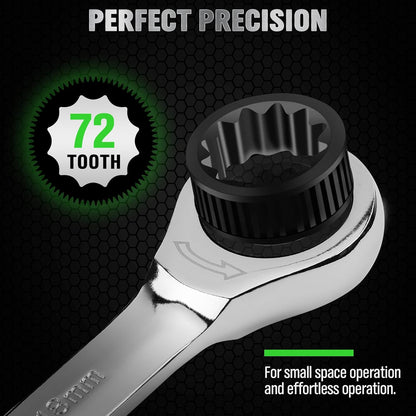 Ratcheting Wrench Set, 11-piece Metric Combination Wrench Set with Pouch CR-V Steel (11PCS METRIC) - South East Clearance Centre