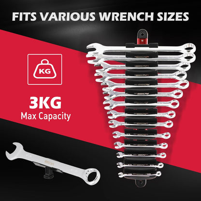 14-Slot Magnetic Wrench Organizer Holder - Heavy-Duty Wrench Rack, Detachable Wrench Storage, Wall-Mounted Portable Tool Organizer for Toolbox - South East Clearance Centre