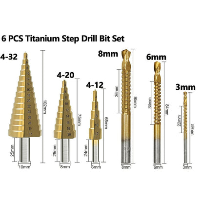 6-Piece HSS Step Drill Bit Set - South East Clearance Centre