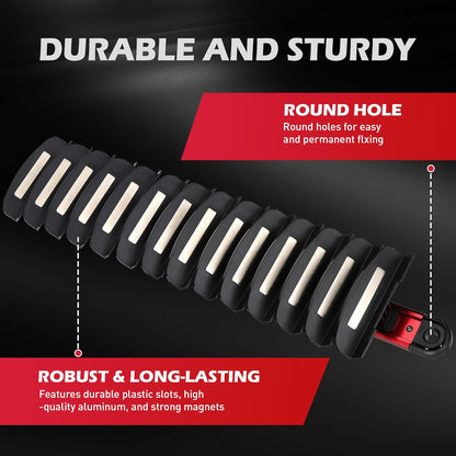 14-Slot Magnetic Wrench Organizer Holder - Heavy-Duty Wrench Rack, Detachable Wrench Storage, Wall-Mounted Portable Tool Organizer for Toolbox - South East Clearance Centre