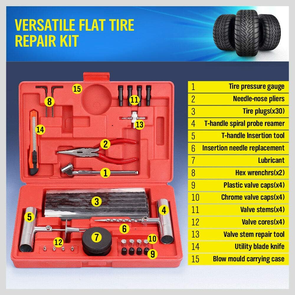 56-Piece Heavy Duty Tyre Puncture Repair Kit - South East Clearance Centre