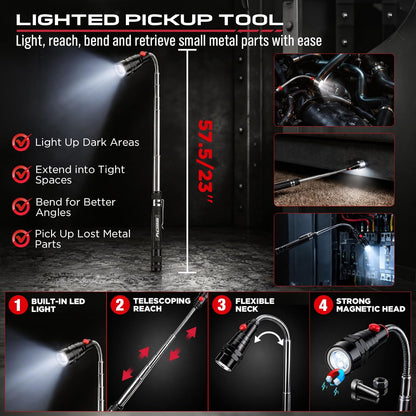 15-Piece Automotive Pick & Hook Tool Set with Magnetic Pickup, Trim & Fastener Removers and Storage Bag