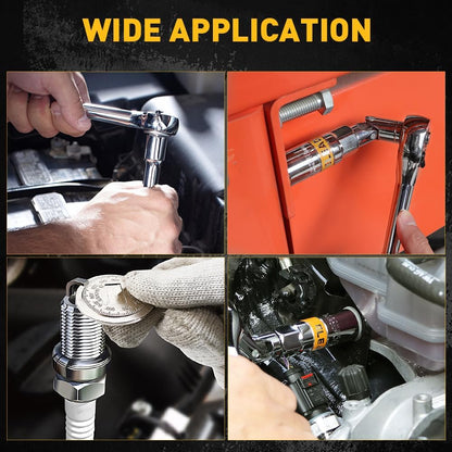 E70079 - 8-Piece 3/8" Drive Spark Plug Socket Set with Universal Joint, Spark Plug Gapper and 6" Extension Bar, SAE & Metric, 5/8", 3/4", 13/16", 14mm, 18mm, CR-V Sockets with Rubber Holding Rings