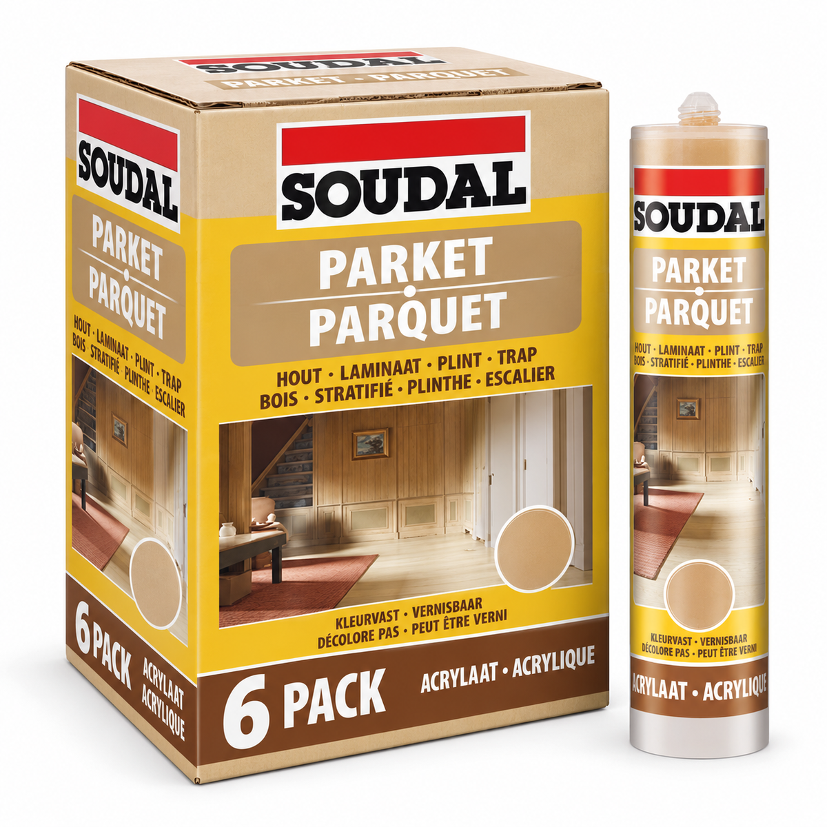 Soudal Parquet Timber & Laminate Acrylic Sealant – 6 Pack (Past Date)