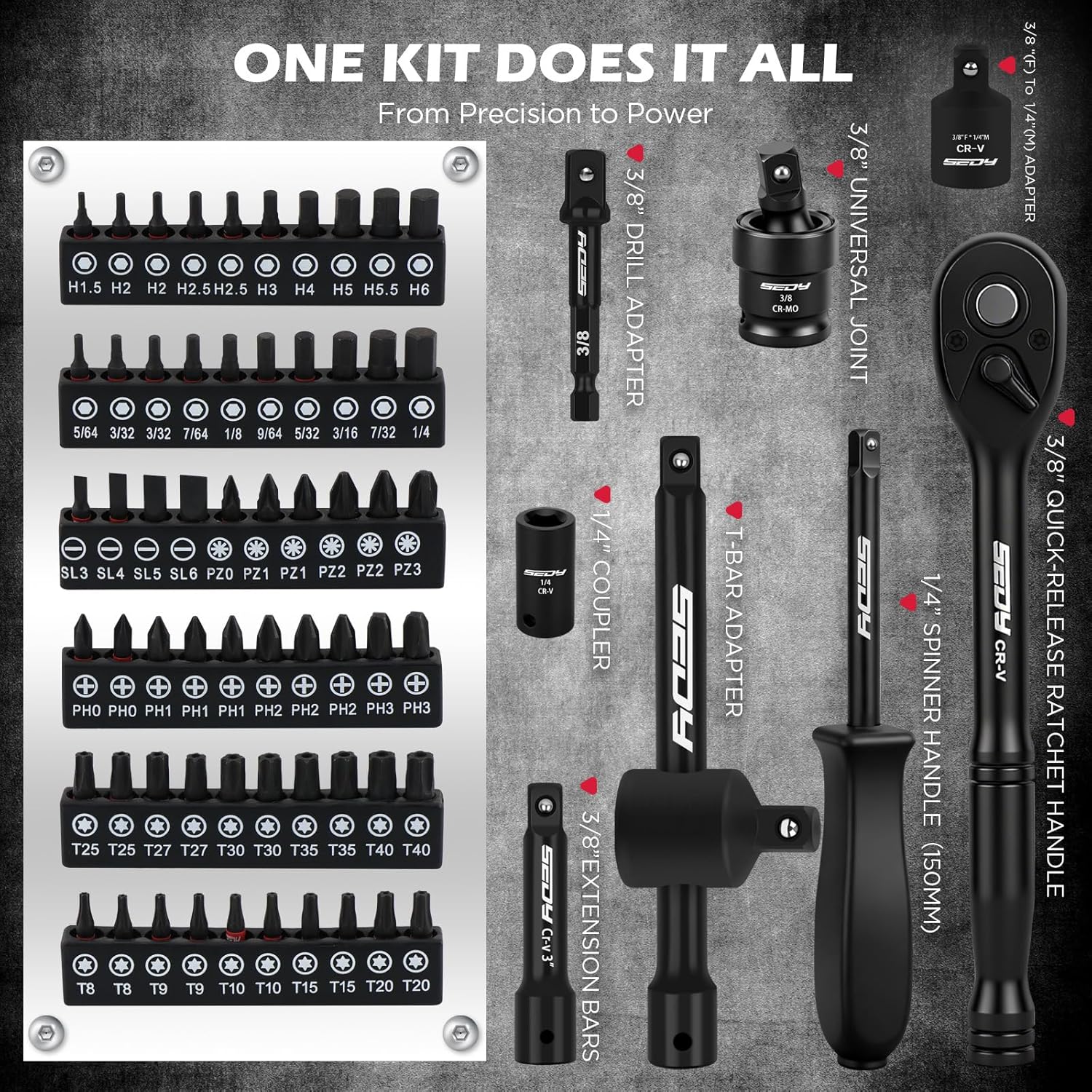 132-Piece Mechanics Tool Set, Ratchet Spanner & Socket Wrench Set, SAE/Metric 1/4" & 3/8" Socket Set, Extensions & Adapters, Quick-Release Ratchet, Professional Auto Tool Kit with Storage Case