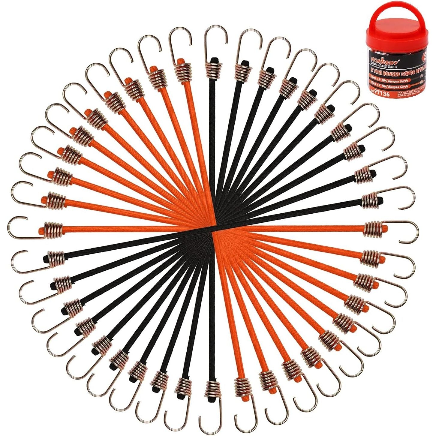 20 Pack Mini Bungee Cords, 8 Inch Premium Small Bungee Cords with H00ks for Bikes, Camping, Carrying Tools - South East Clearance Centre