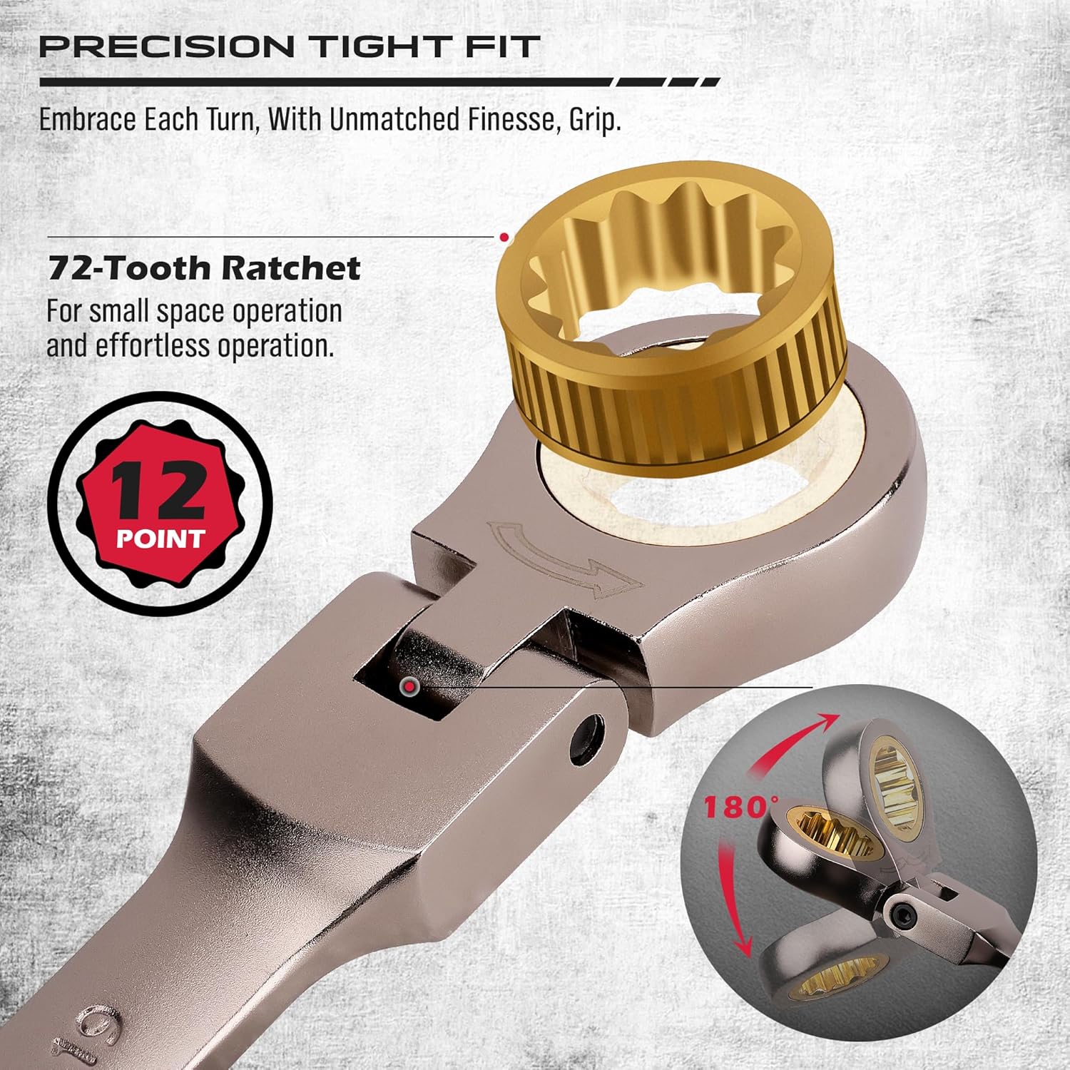 9 Piece Flex Head Ratcheting Combination Wrench Set Metric 8-19mm Premium 72-Teeth Gear Chrome Vanadium Nickel Plated - South East Clearance Centre