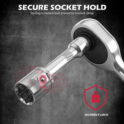 9-Piece Socket Extension Bar Set, 1/4" & 3/8" Drive Ratchet Extensions 2", 3", 4", 6", 8" & 10" with Universal Joints, CR-V Steel for Tight Spaces