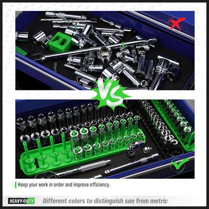 Socket Organizer Tray, 4-Piece Socket Holder Tray. SAE and Metric, 1/4", 3/8"(4PCS Socket Organizer Tray) - South East Clearance Centre