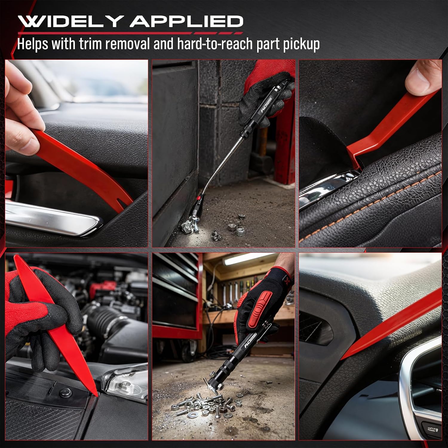 15-Piece Automotive Pick & Hook Tool Set with Magnetic Pickup, Trim & Fastener Removers and Storage Bag