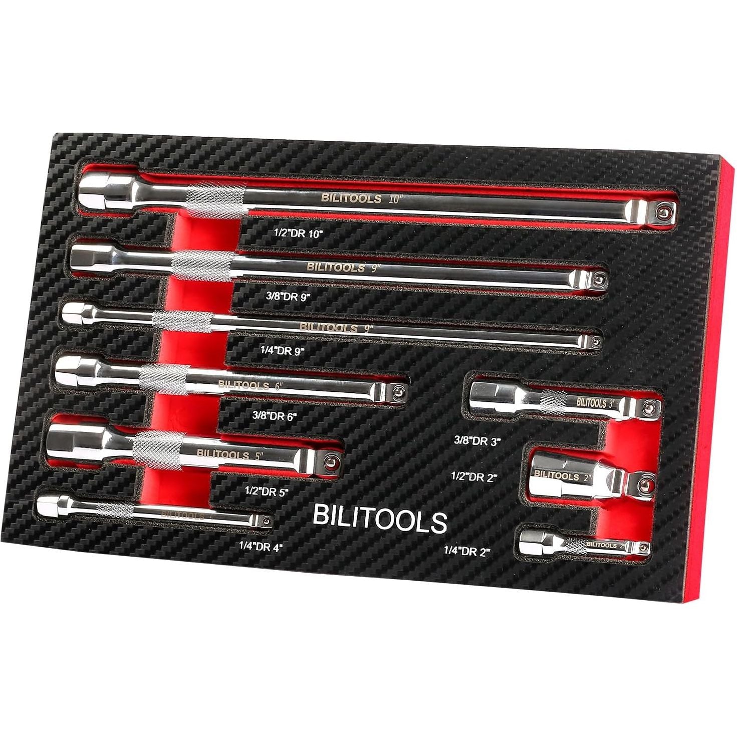 9-Piece Wobble Extension Bar Set 1/4", 3/8" and 1/2" Drive - South East Clearance Centre