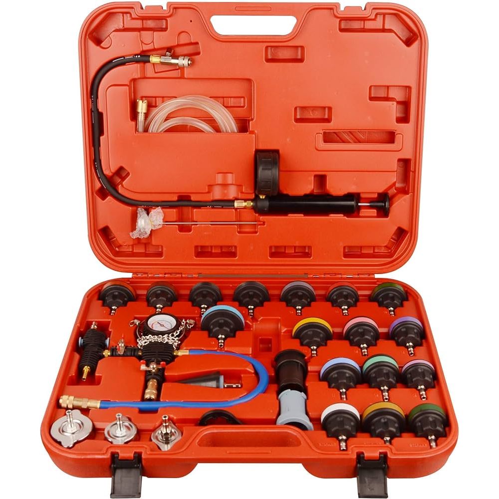 28 Piece Universal Radiator Pressure Tester & Vacuum Type Cooling System Refill Kit - South East Clearance Centre