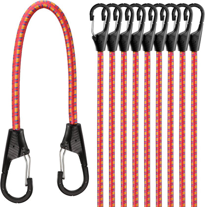 10-Piece Premium Bungee Cords with Hooks, 18” Bungee Cords, Bungee Cord Assortment