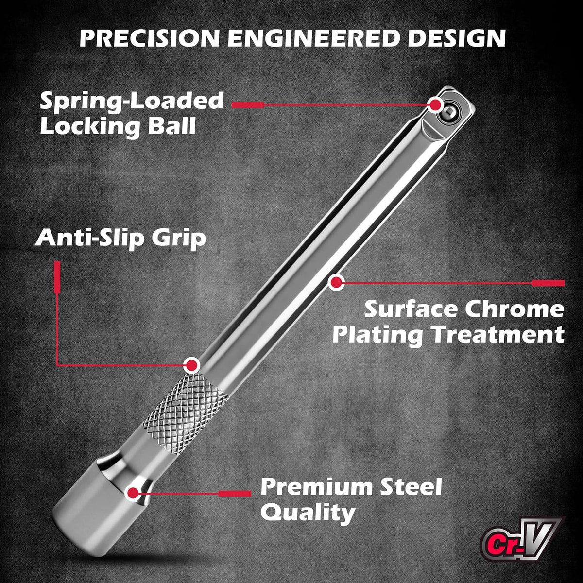 9-Piece Socket Extension Bar Set, 1/4" & 3/8" Drive Ratchet Extensions 2", 3", 4", 6", 8" & 10" with Universal Joints, CR-V Steel for Tight Spaces