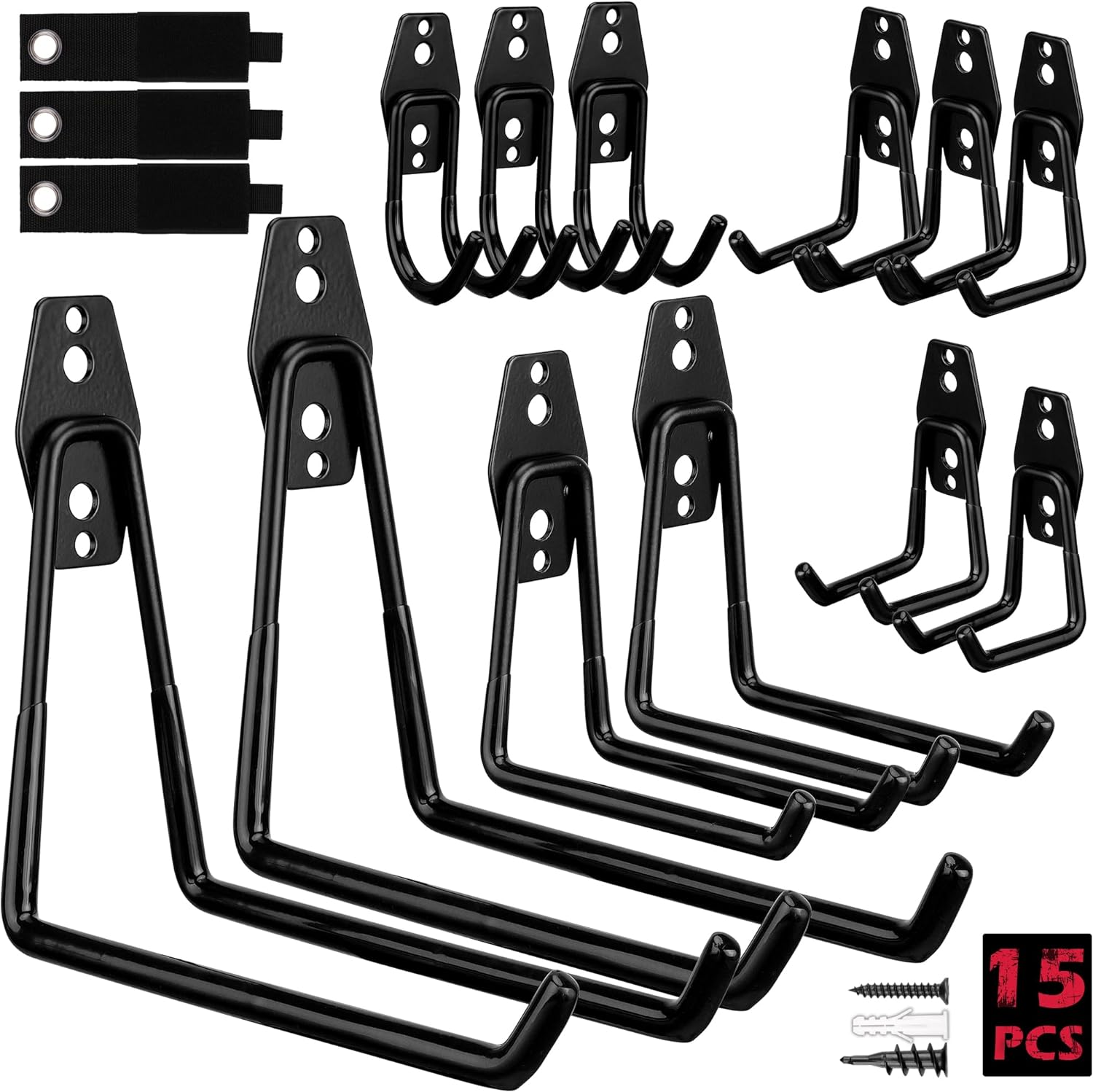 15-Pack Garage Hook Set, Heavy Duty Tool Storage Wall Hooks - South East Clearance Centre
