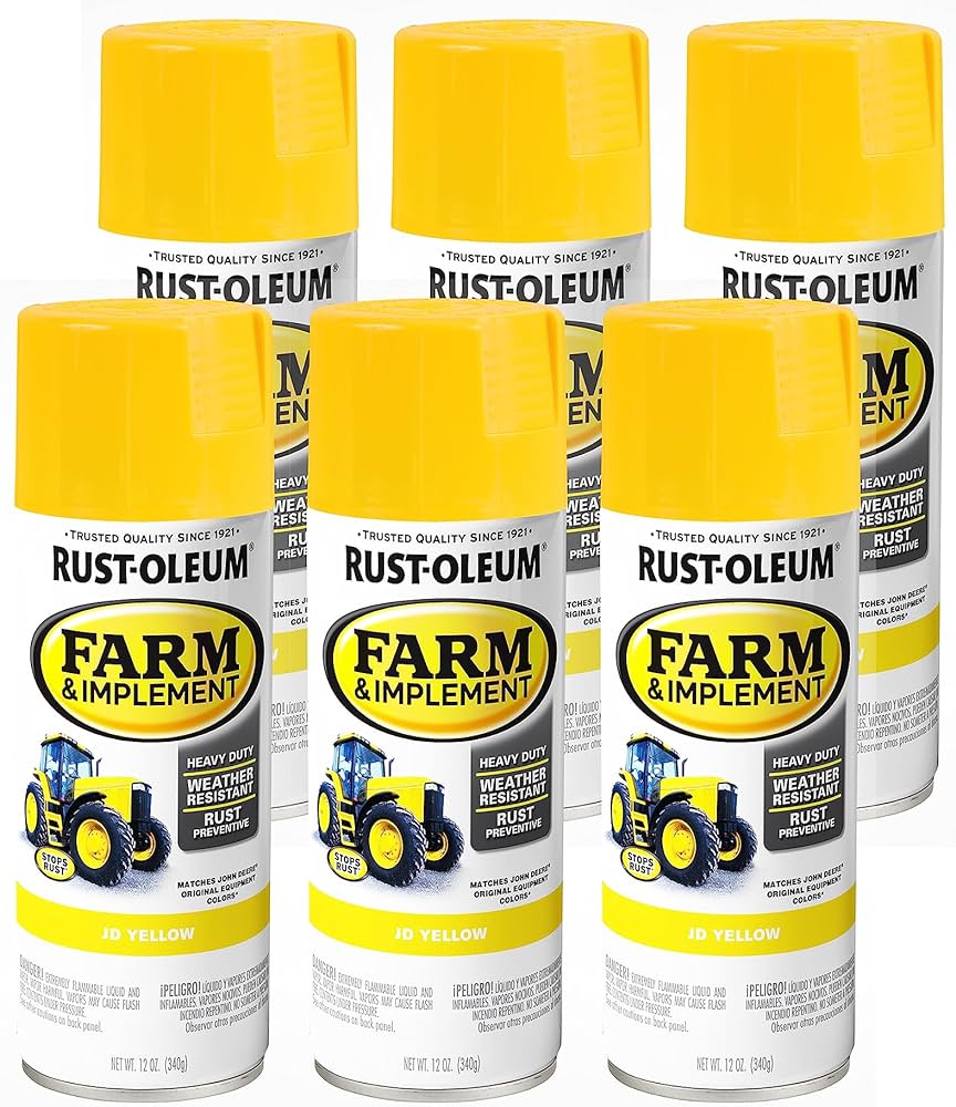 Rust-Oleum 280129 Farm and Implement Spray Paint, John Deere Yellow, 12 Oz, 340 g (Pack of 6) - South East Clearance Centre