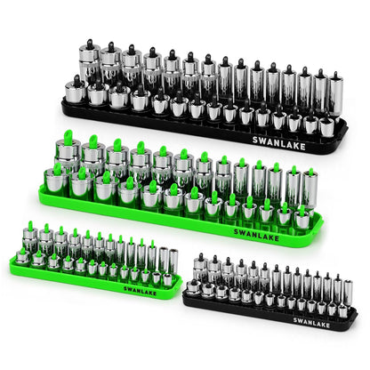 Socket Organizer Tray, 4-Piece Socket Holder Tray. SAE and Metric, 1/4", 3/8"(4PCS Socket Organizer Tray) - South East Clearance Centre
