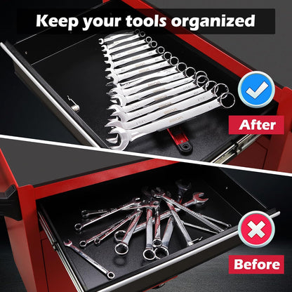 14-Slot Magnetic Wrench Organizer Holder - Heavy-Duty Wrench Rack, Detachable Wrench Storage, Wall-Mounted Portable Tool Organizer for Toolbox - South East Clearance Centre