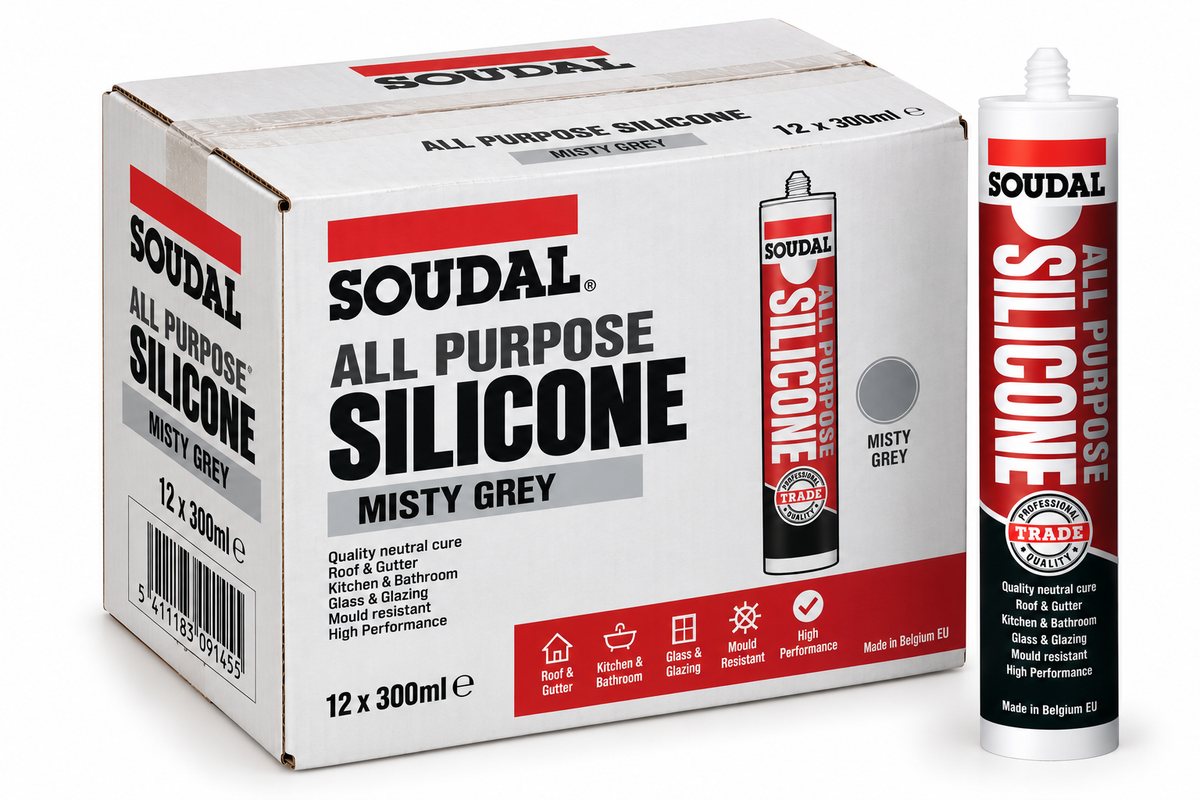 Soudal 144928 All Purpose Silicone Misty Grey 300ml (Box of 12)