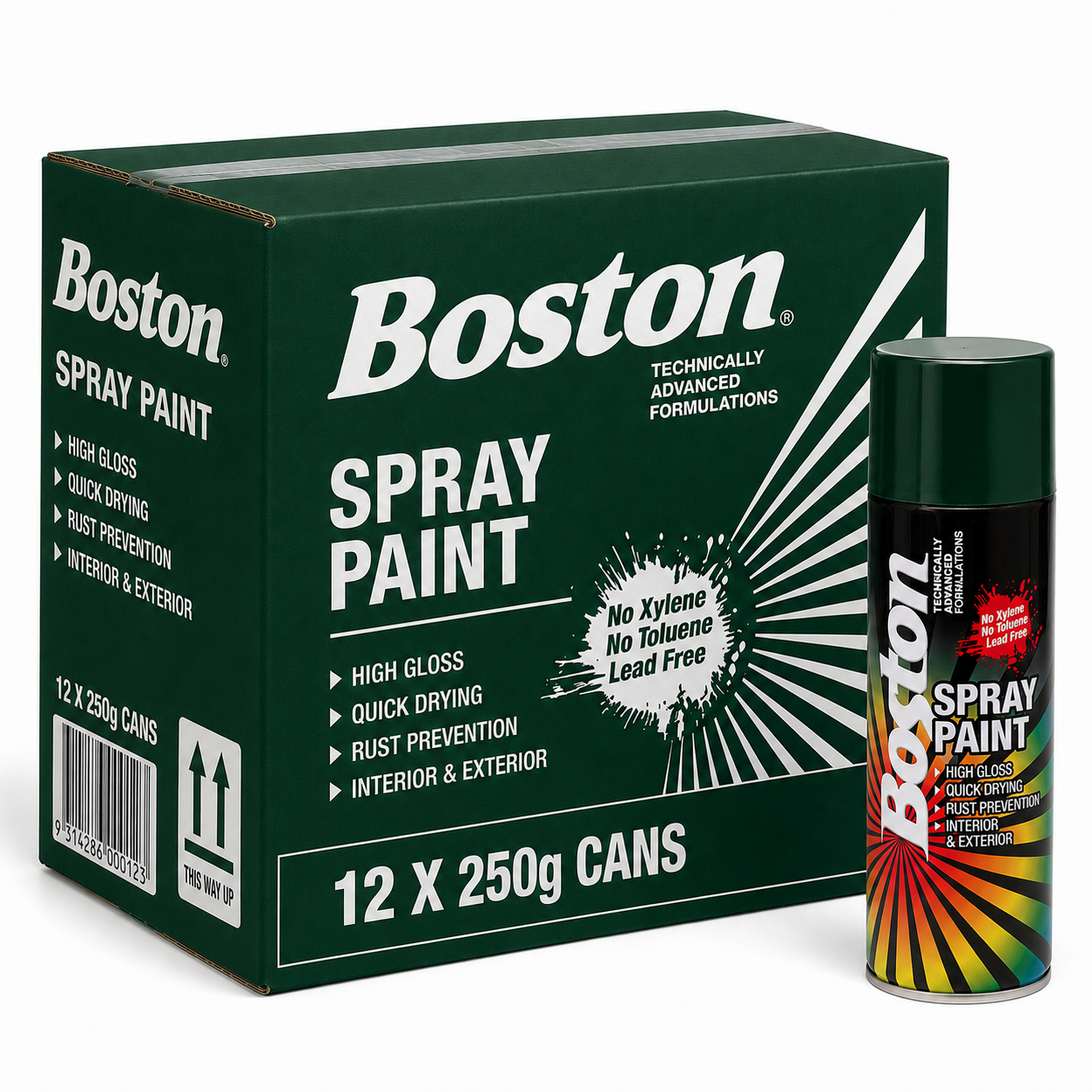 Boston BT77 Spray Paint Brunswick Green 250g (12 Cans)