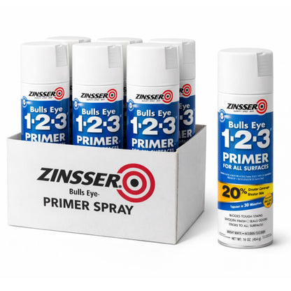 Zinsser Bulls Eye 1-2-3 Primer Spray – All-Surface Stain Blocking Primer, White 454g