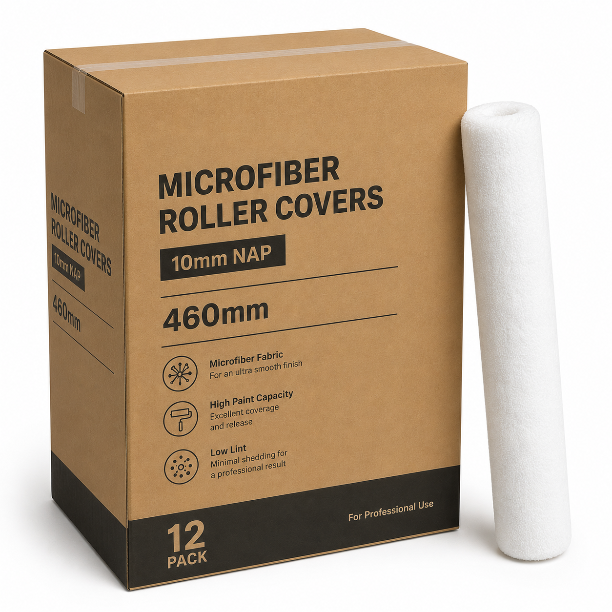 (Box of 12) Express Paint Rollers Microfiber Roller Covers - 10mm Nap (460mm)